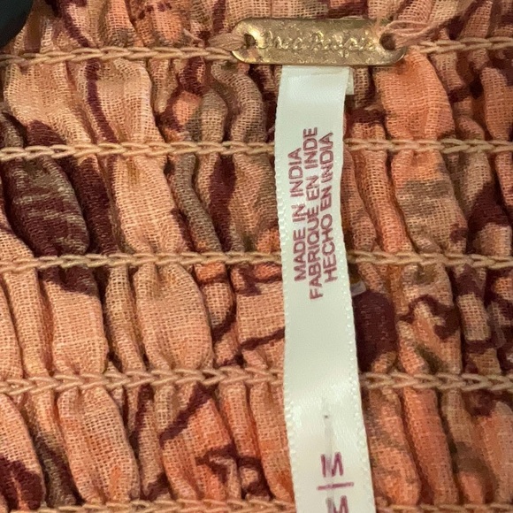 NEW Free People Smocked Floral Mini Dress Open Back Tie Boho Size M - Picture 8 of 10